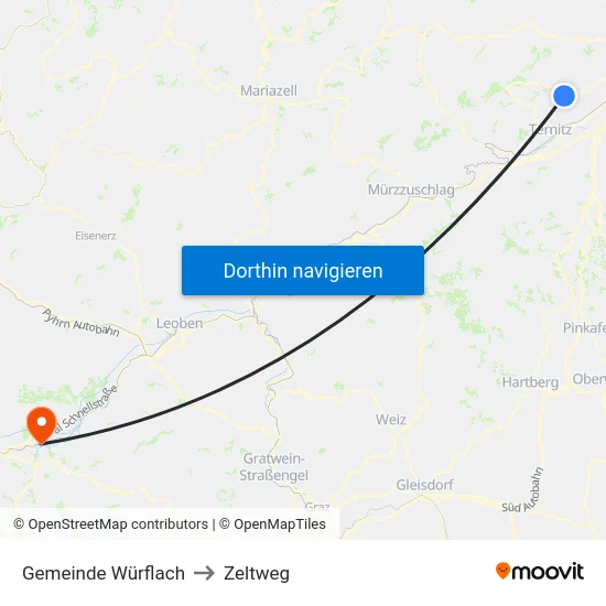 Gemeinde Würflach to Zeltweg map