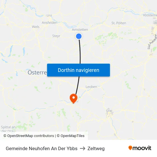 Gemeinde Neuhofen An Der Ybbs to Zeltweg map