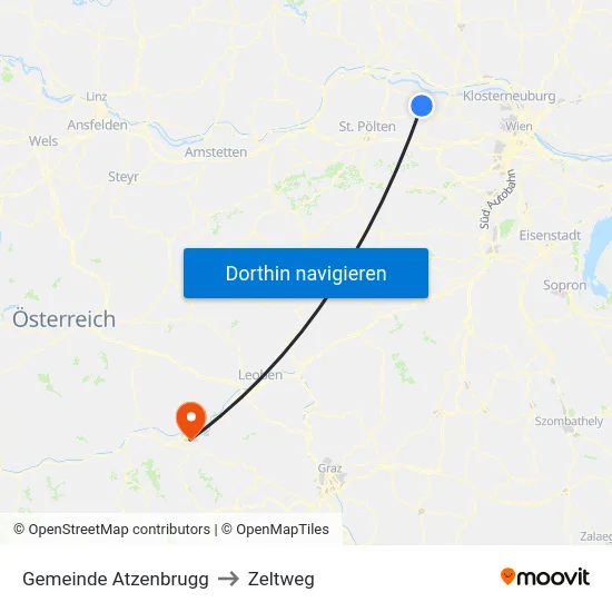 Gemeinde Atzenbrugg to Zeltweg map