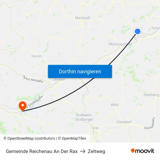 Gemeinde Reichenau An Der Rax to Zeltweg map