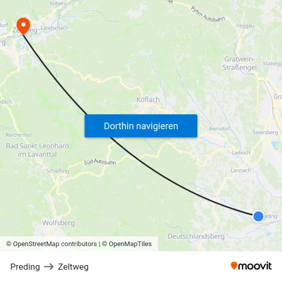 Preding to Zeltweg map