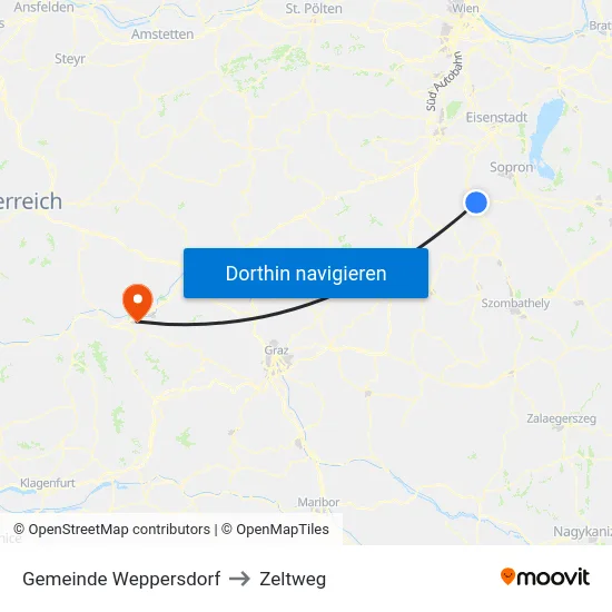 Gemeinde Weppersdorf to Zeltweg map