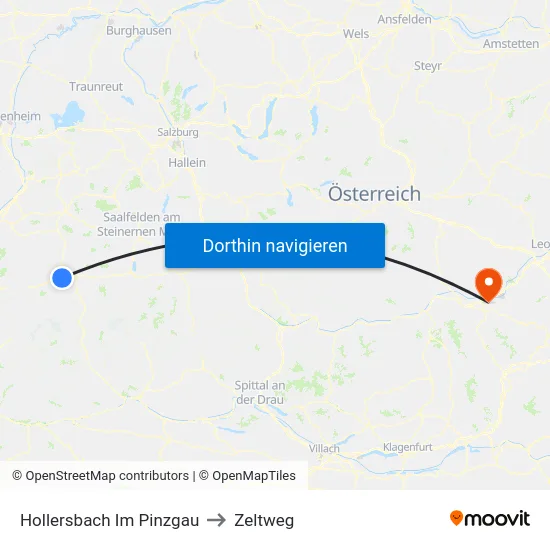 Hollersbach Im Pinzgau to Zeltweg map