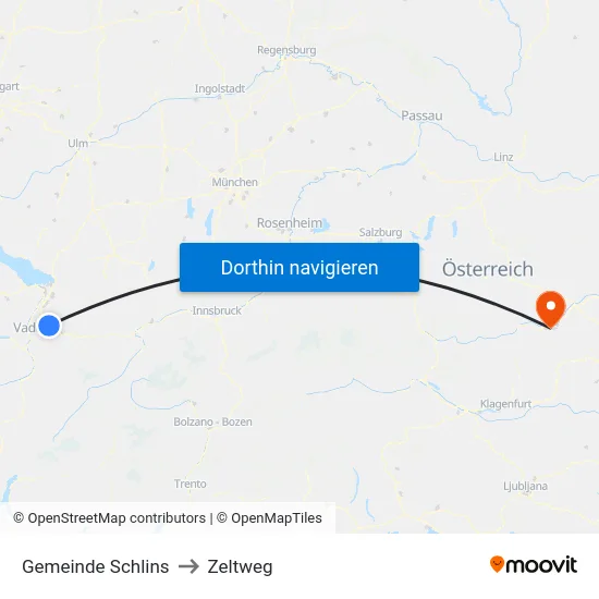 Gemeinde Schlins to Zeltweg map
