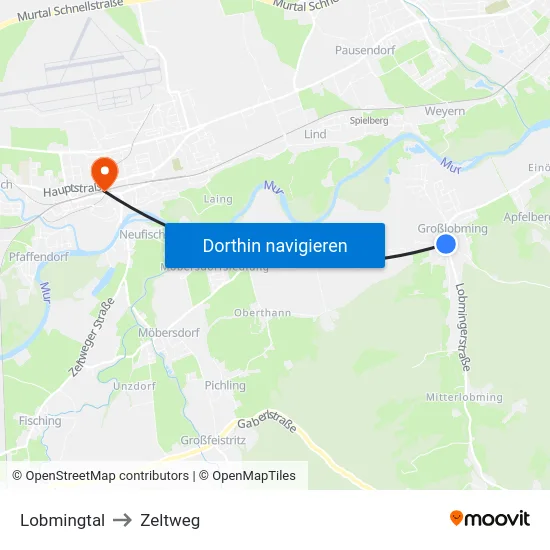 Lobmingtal to Zeltweg map