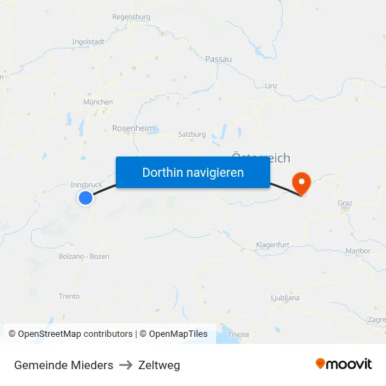 Gemeinde Mieders to Zeltweg map