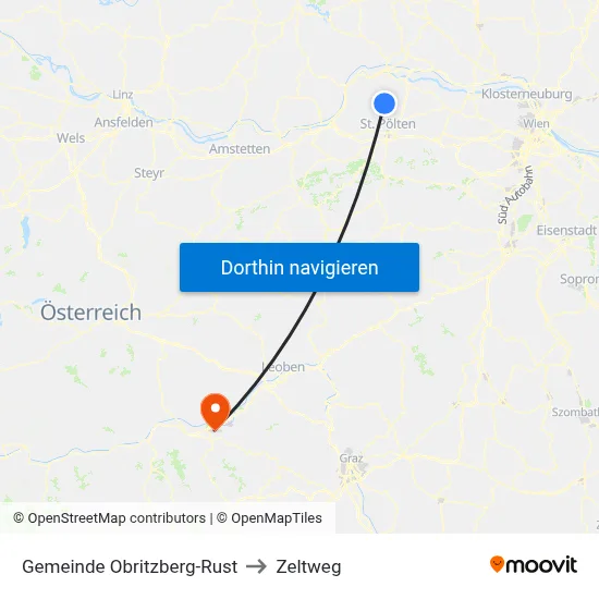 Gemeinde Obritzberg-Rust to Zeltweg map
