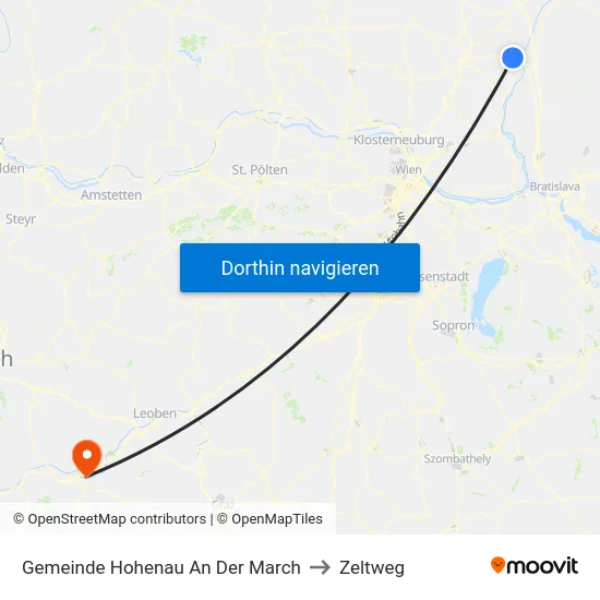 Gemeinde Hohenau An Der March to Zeltweg map