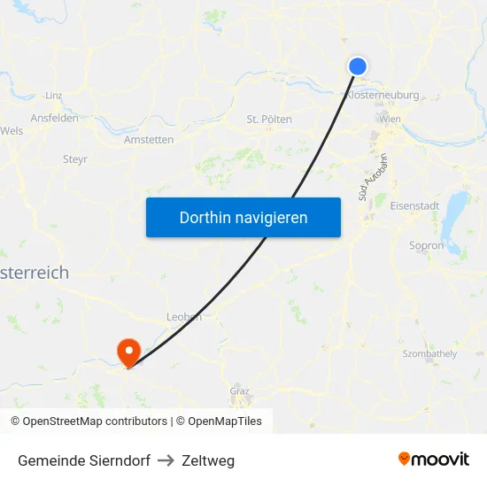 Gemeinde Sierndorf to Zeltweg map