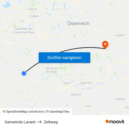 Gemeinde Lavant to Zeltweg map