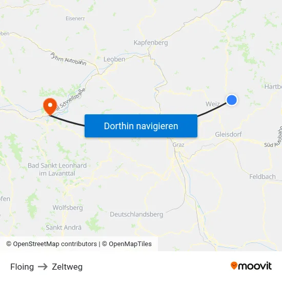 Floing to Zeltweg map