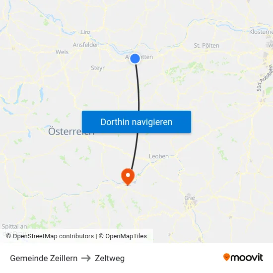 Gemeinde Zeillern to Zeltweg map