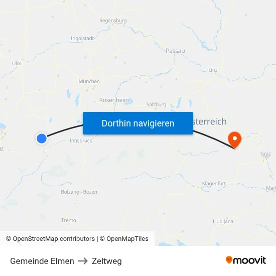 Gemeinde Elmen to Zeltweg map