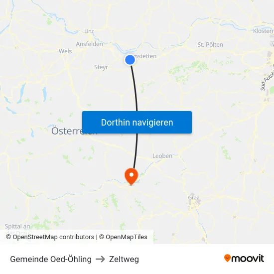 Gemeinde Oed-Öhling to Zeltweg map