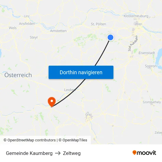 Gemeinde Kaumberg to Zeltweg map