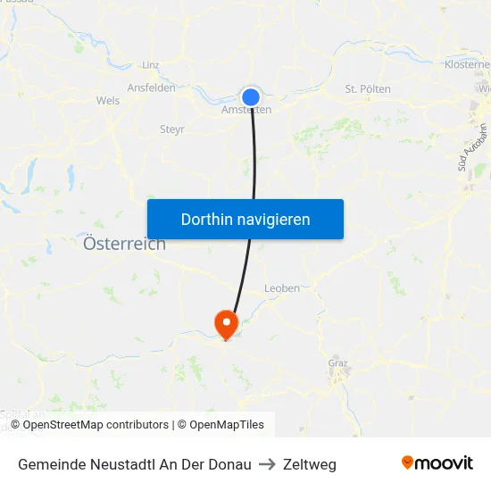 Gemeinde Neustadtl An Der Donau to Zeltweg map