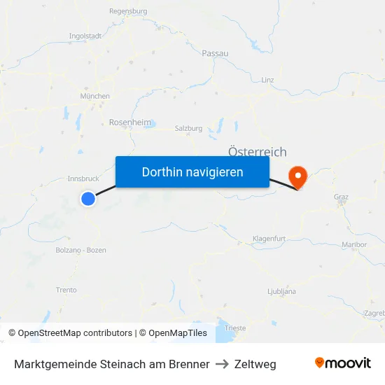 Marktgemeinde Steinach am Brenner to Zeltweg map