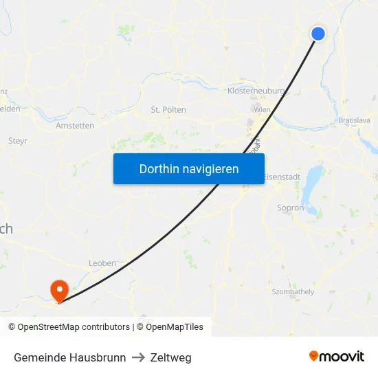 Gemeinde Hausbrunn to Zeltweg map