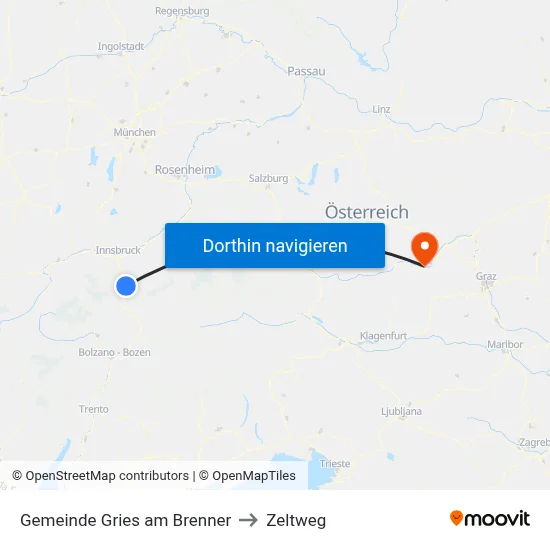 Gemeinde Gries am Brenner to Zeltweg map