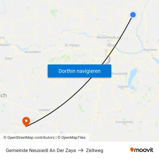 Gemeinde Neusiedl An Der Zaya to Zeltweg map