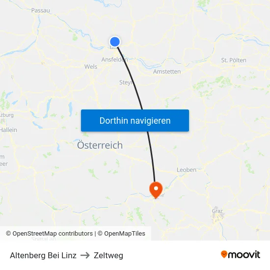 Altenberg Bei Linz to Zeltweg map