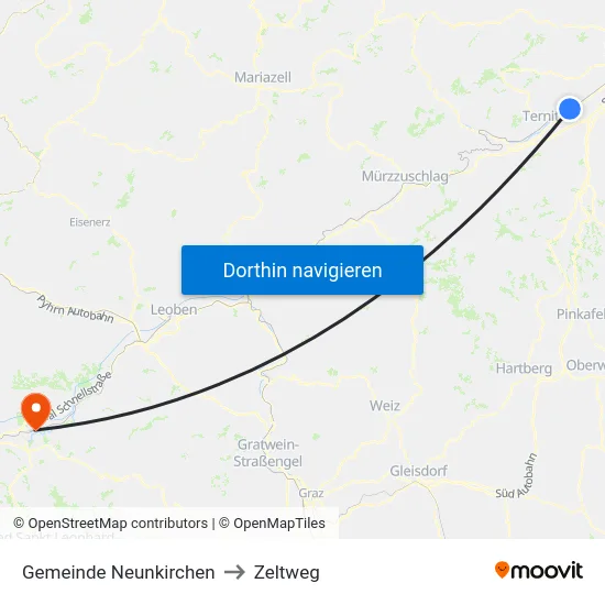 Gemeinde Neunkirchen to Zeltweg map