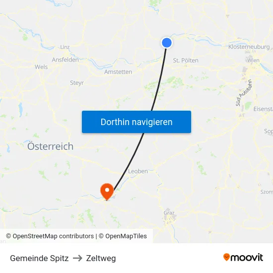 Gemeinde Spitz to Zeltweg map