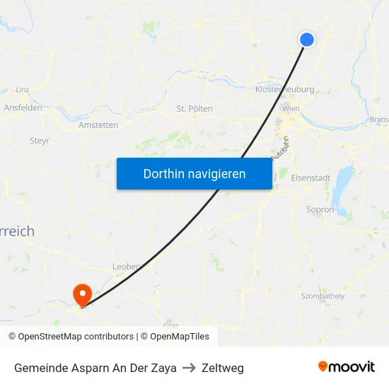 Gemeinde Asparn An Der Zaya to Zeltweg map