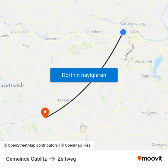 Gemeinde Gablitz to Zeltweg map