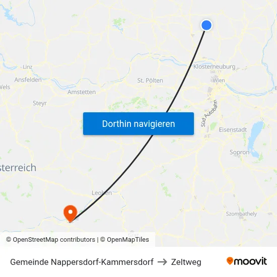 Gemeinde Nappersdorf-Kammersdorf to Zeltweg map