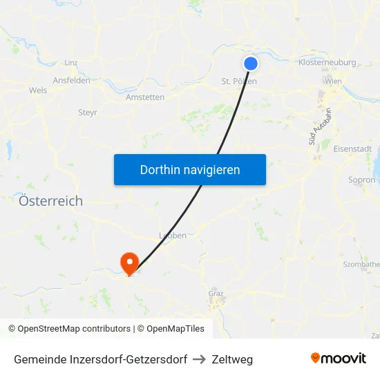 Gemeinde Inzersdorf-Getzersdorf to Zeltweg map