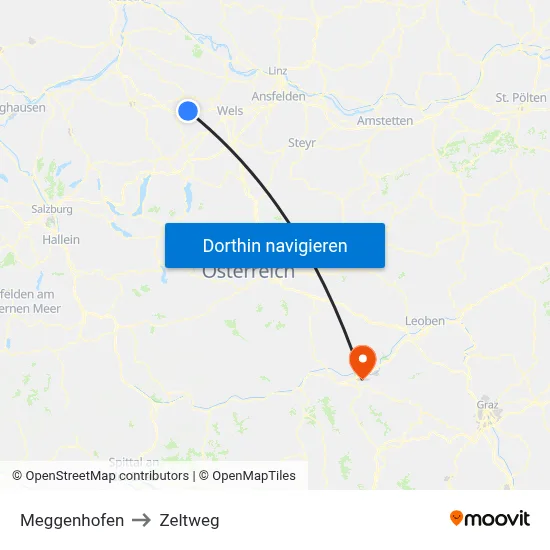 Meggenhofen to Zeltweg map