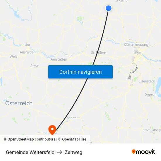 Gemeinde Weitersfeld to Zeltweg map
