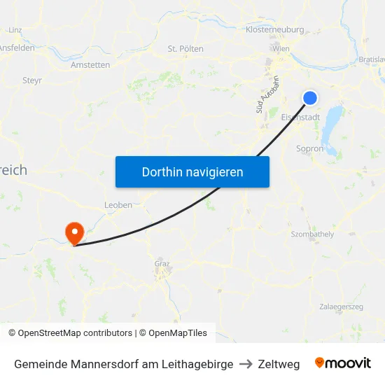 Gemeinde Mannersdorf am Leithagebirge to Zeltweg map