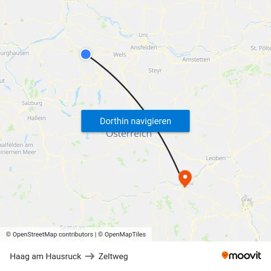 Haag am Hausruck to Zeltweg map