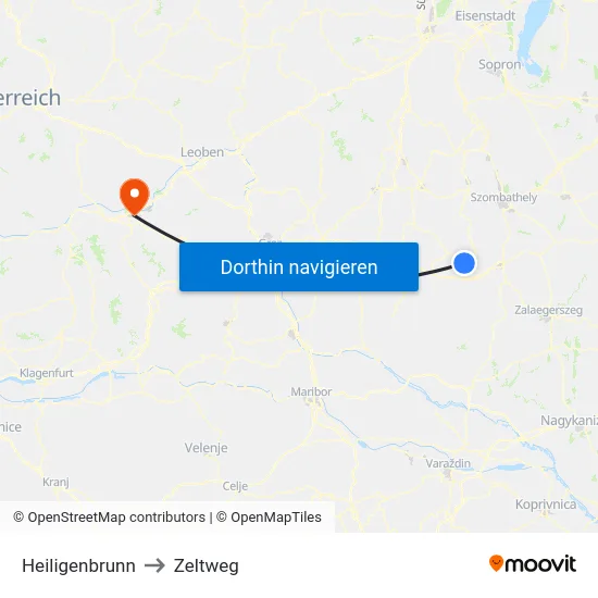 Heiligenbrunn to Zeltweg map