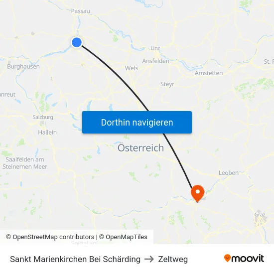 Sankt Marienkirchen Bei Schärding to Zeltweg map