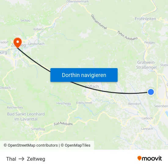 Thal to Zeltweg map
