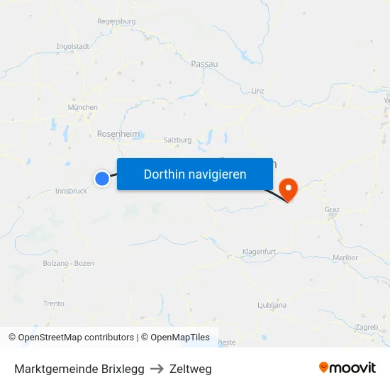 Marktgemeinde Brixlegg to Zeltweg map