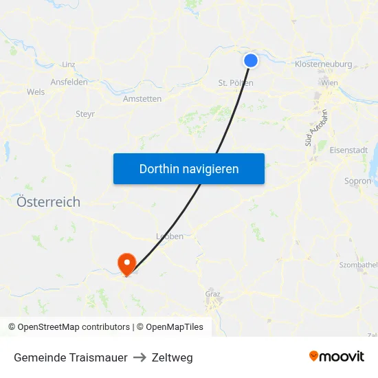 Gemeinde Traismauer to Zeltweg map