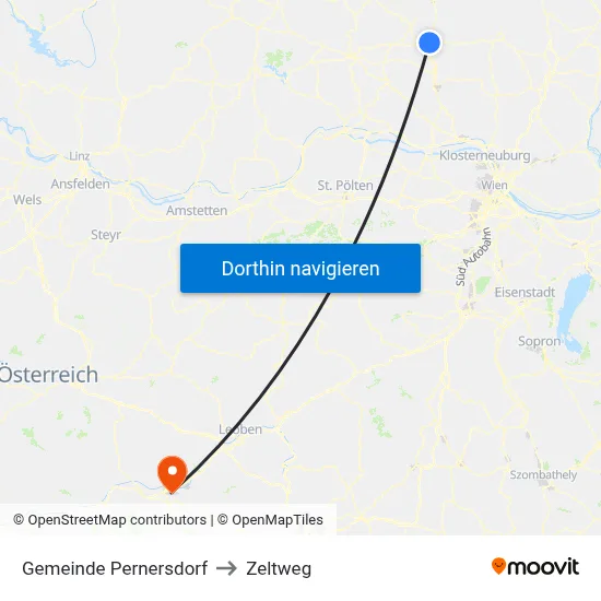 Gemeinde Pernersdorf to Zeltweg map