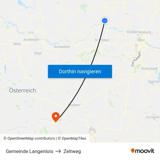 Gemeinde Langenlois to Zeltweg map