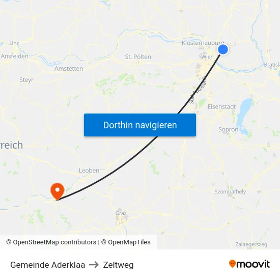 Gemeinde Aderklaa to Zeltweg map