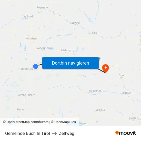 Gemeinde Buch In Tirol to Zeltweg map