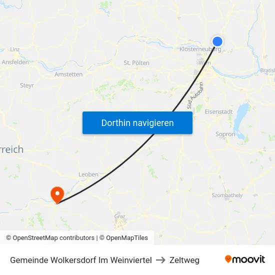 Gemeinde Wolkersdorf Im Weinviertel to Zeltweg map
