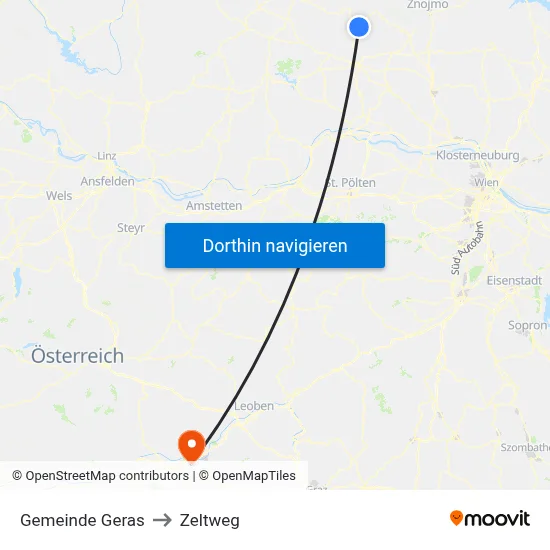 Gemeinde Geras to Zeltweg map