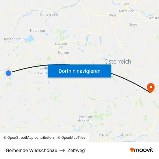 Gemeinde Wildschönau to Zeltweg map