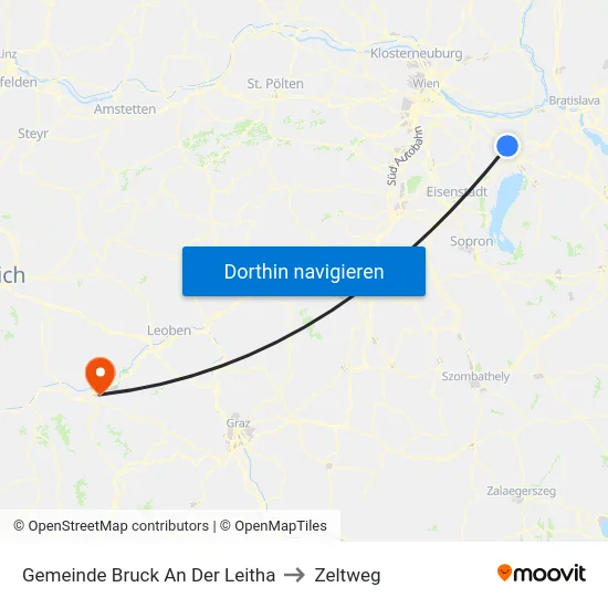 Gemeinde Bruck An Der Leitha to Zeltweg map