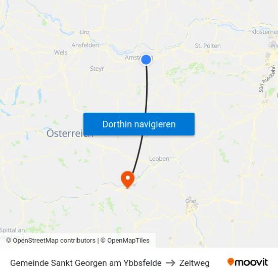 Gemeinde Sankt Georgen am Ybbsfelde to Zeltweg map