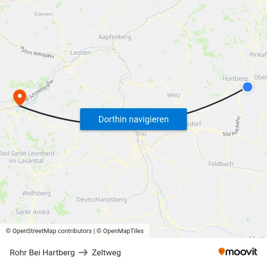 Rohr Bei Hartberg to Zeltweg map